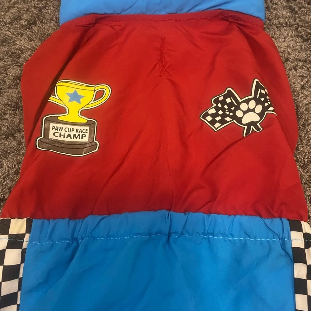 Racing Stripe Dog Jumpsuit - Red & Blue